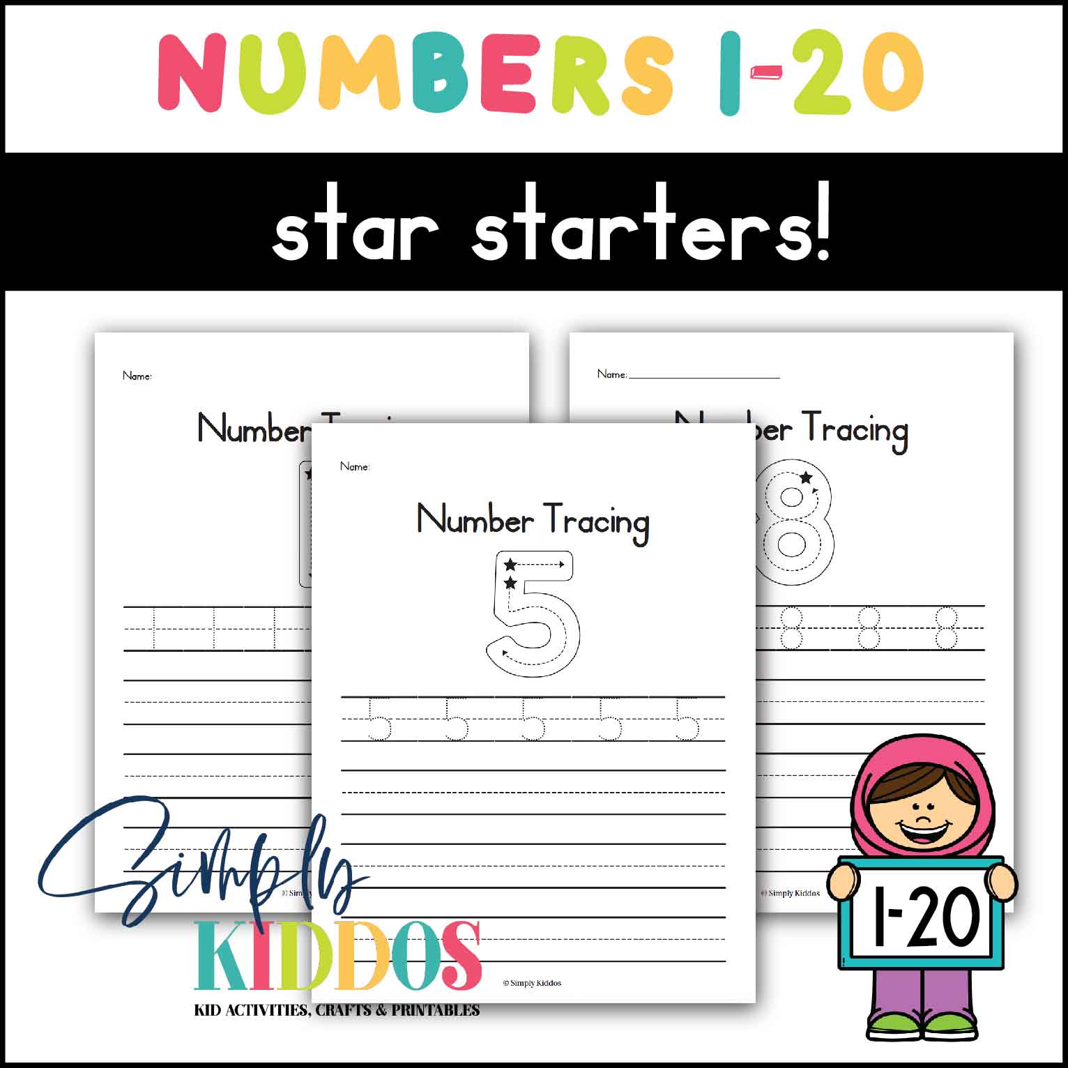 Number Tracing Worksheet 1-20 Example