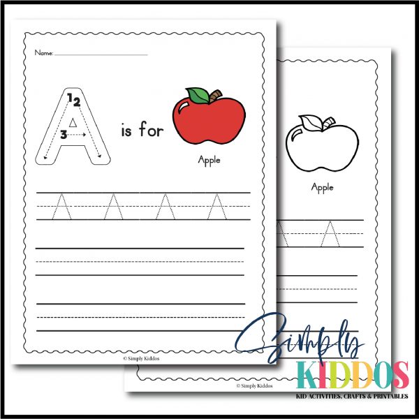 Letter A Worksheet - Apple Example Capital Letter A