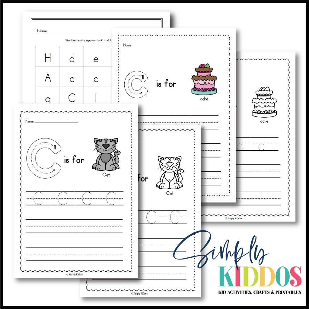 Letter C Worksheet Bundle uppercase and lowercase examples