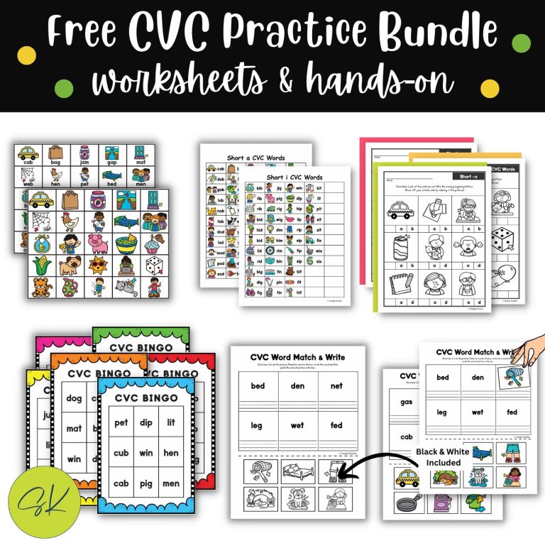 ? The Ultimate Free CVC Words with Pictures Bundle – 100+ pages!