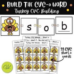 Thanksgiving CVC Short o Word Practice