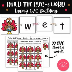 Thanksgiving CVC short e Word Practice