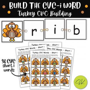 Thanksgiving CVC short i Word Practice