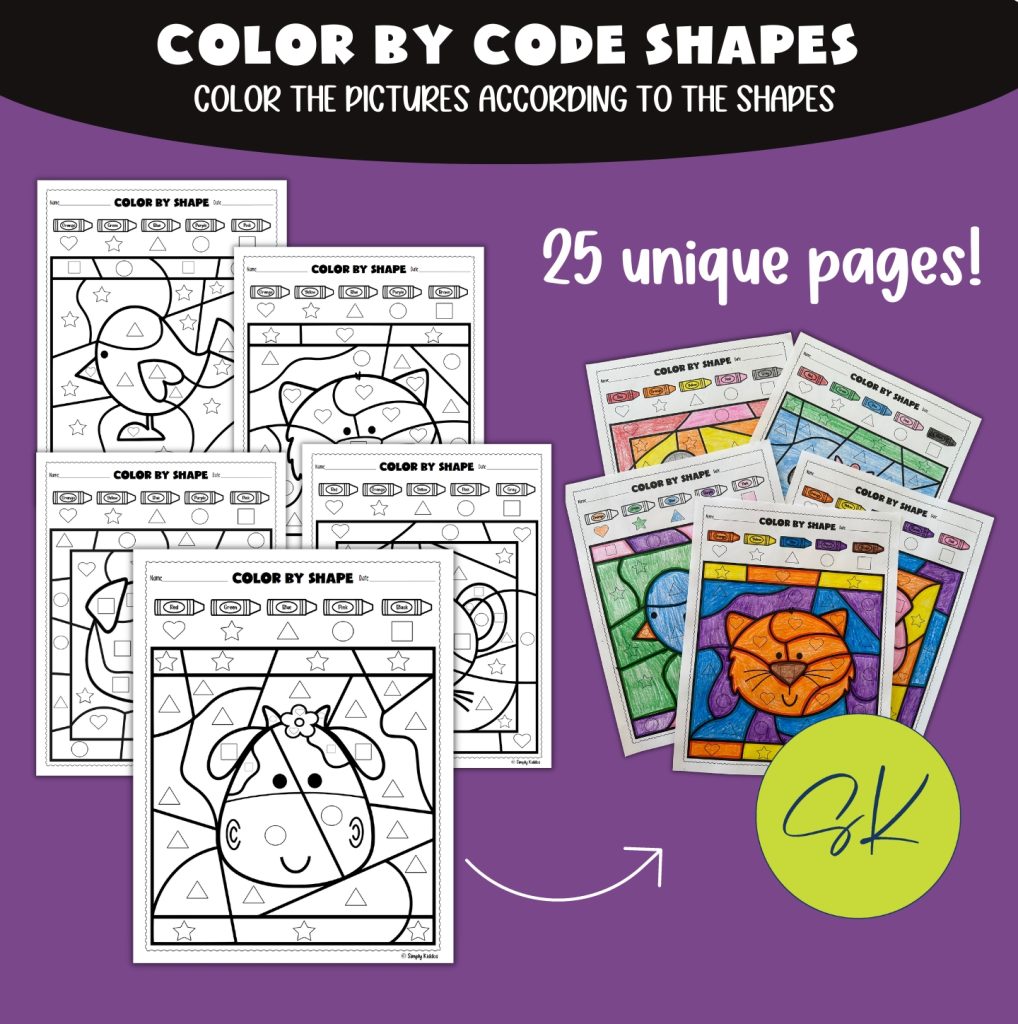 Color by shape worksheet examples