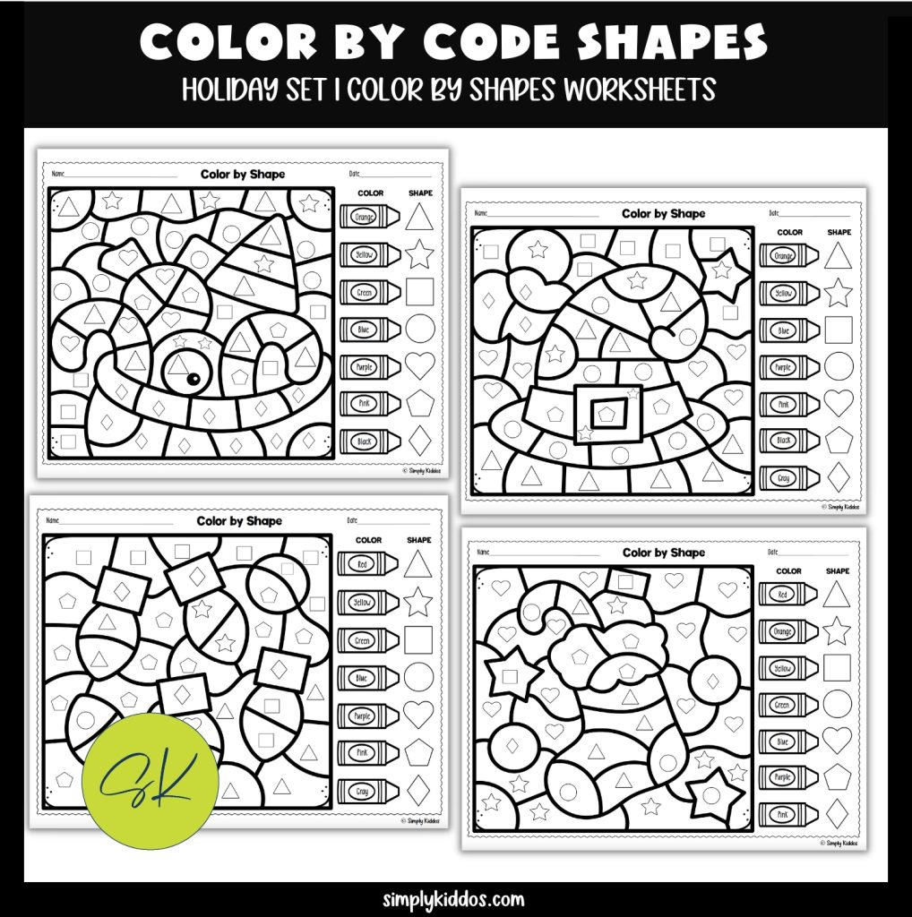 Halloween and Christmas color by code worksheet examples