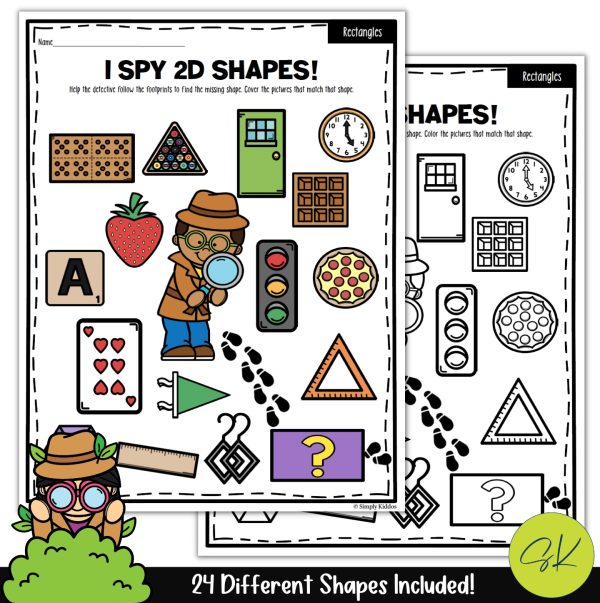 Example pages from the I spy rectangle worksheet