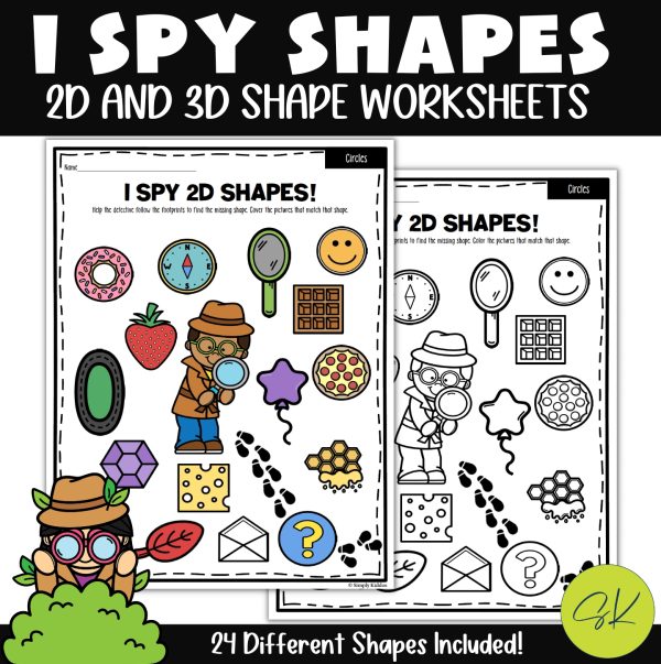 I Spy Worksheets 2D and 3D Worksheets