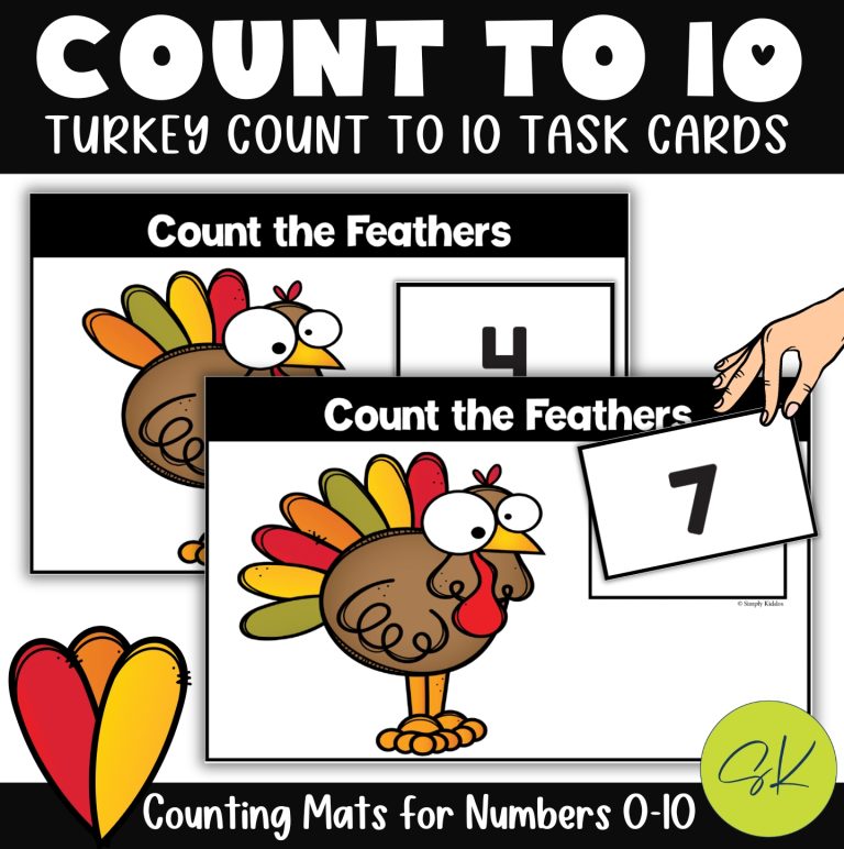 Turkey Feathers Counting to 10 Task Cards