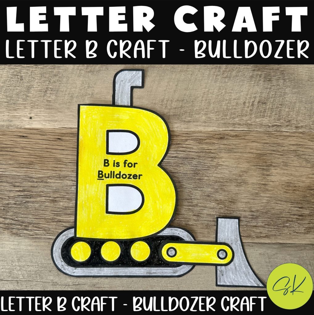 Completed letter B bulldozer craft for preschool
