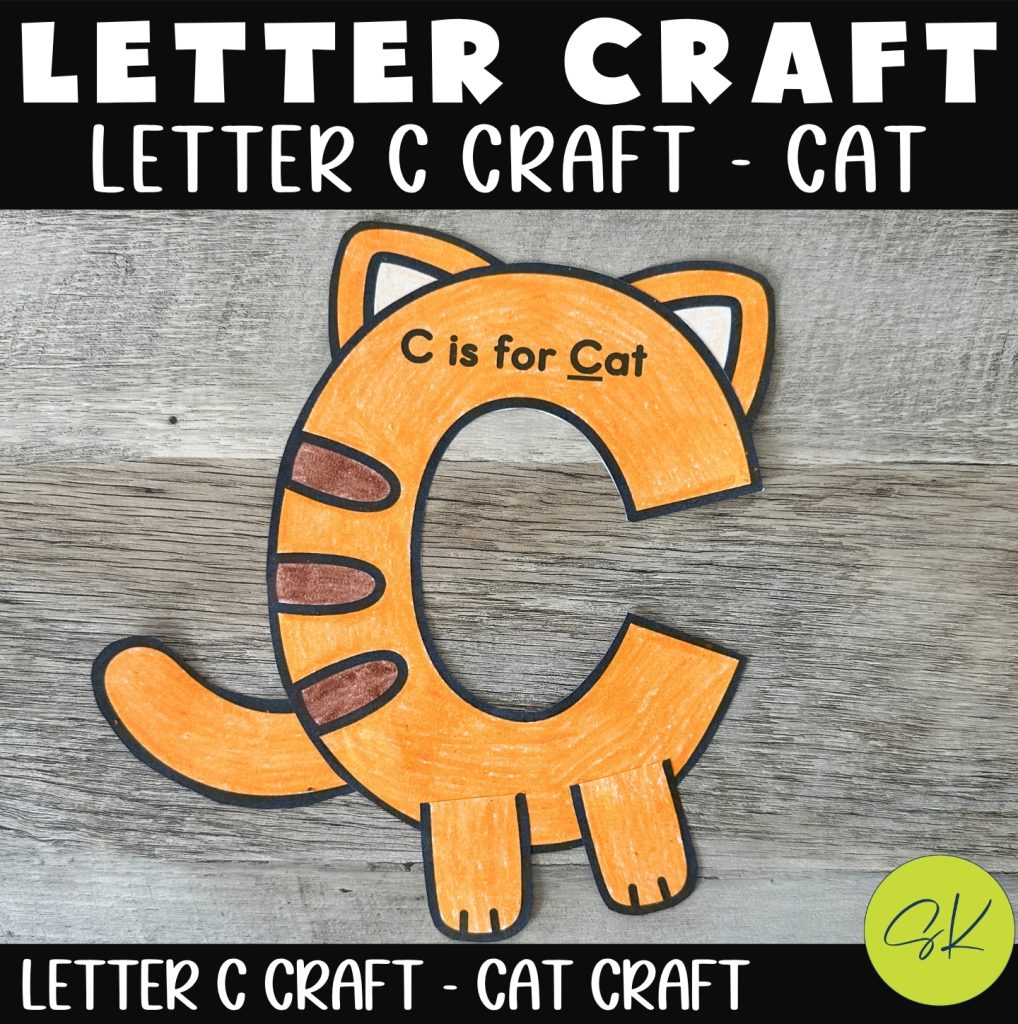 Completed letter C cat craft for preschool