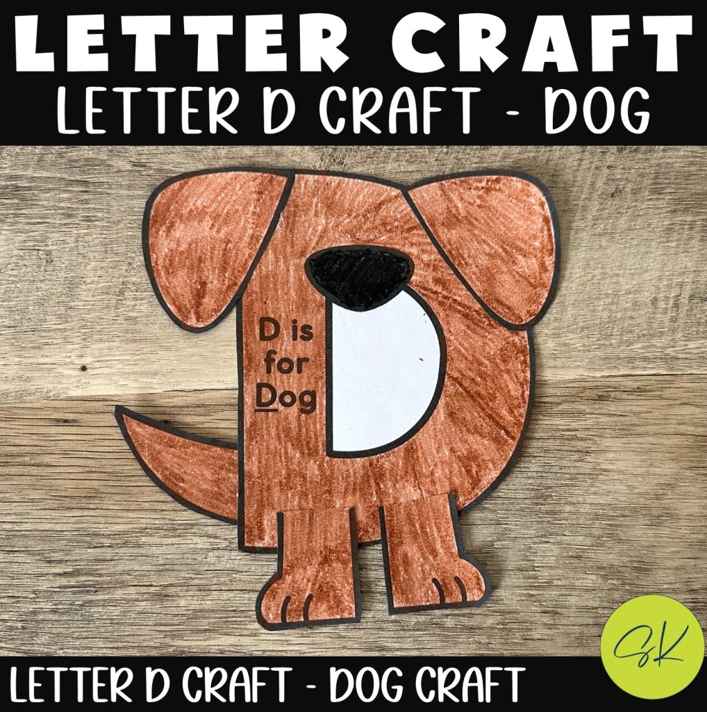 Completed letter D dog craft for preschool